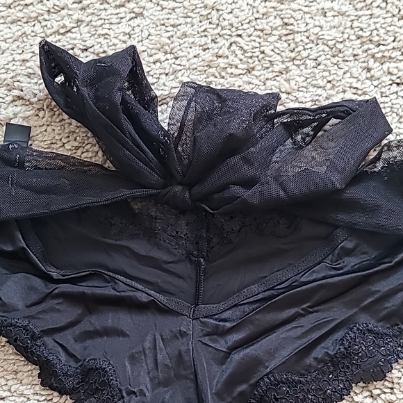 NWOT Victoria's Secret Black Tie Back Satin Panty - Picture 7 of 11